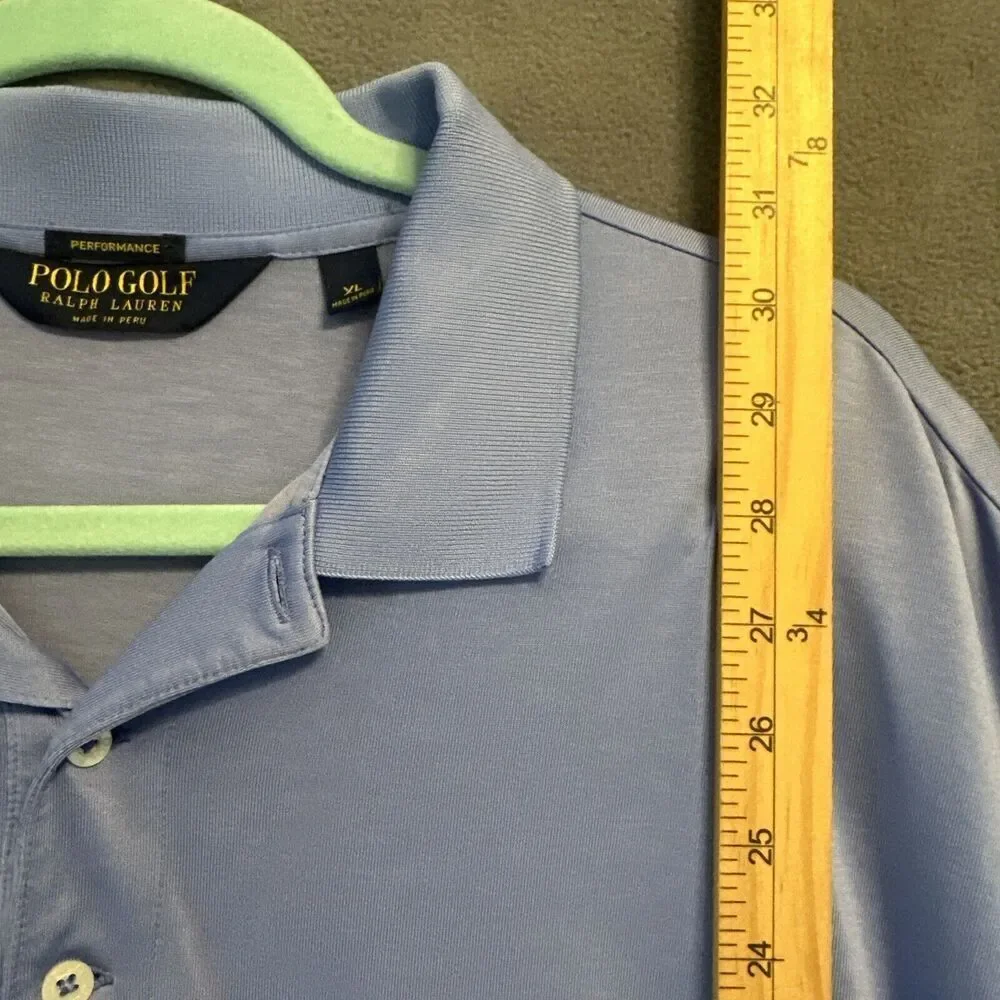 Polo Golf Ralph Lauren‎ Pebble Beach Polo Shirt Mens XL Blue Performance *flaw*
